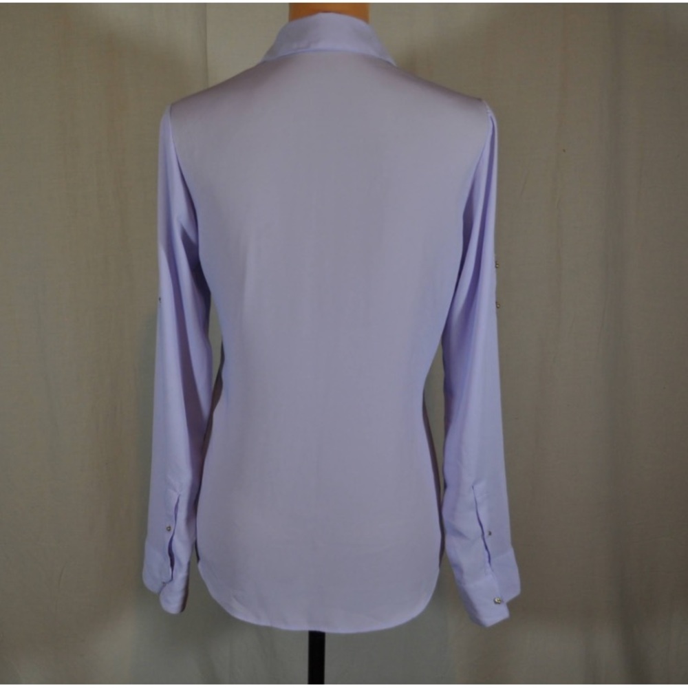 Express Lavender 1/4 botton Blouse - Picture 9 of 13